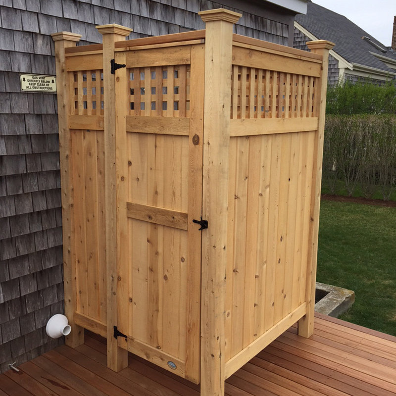 CapeCodShowerKits Cedar Lattice Standard Wall Mount Outdoor Shower